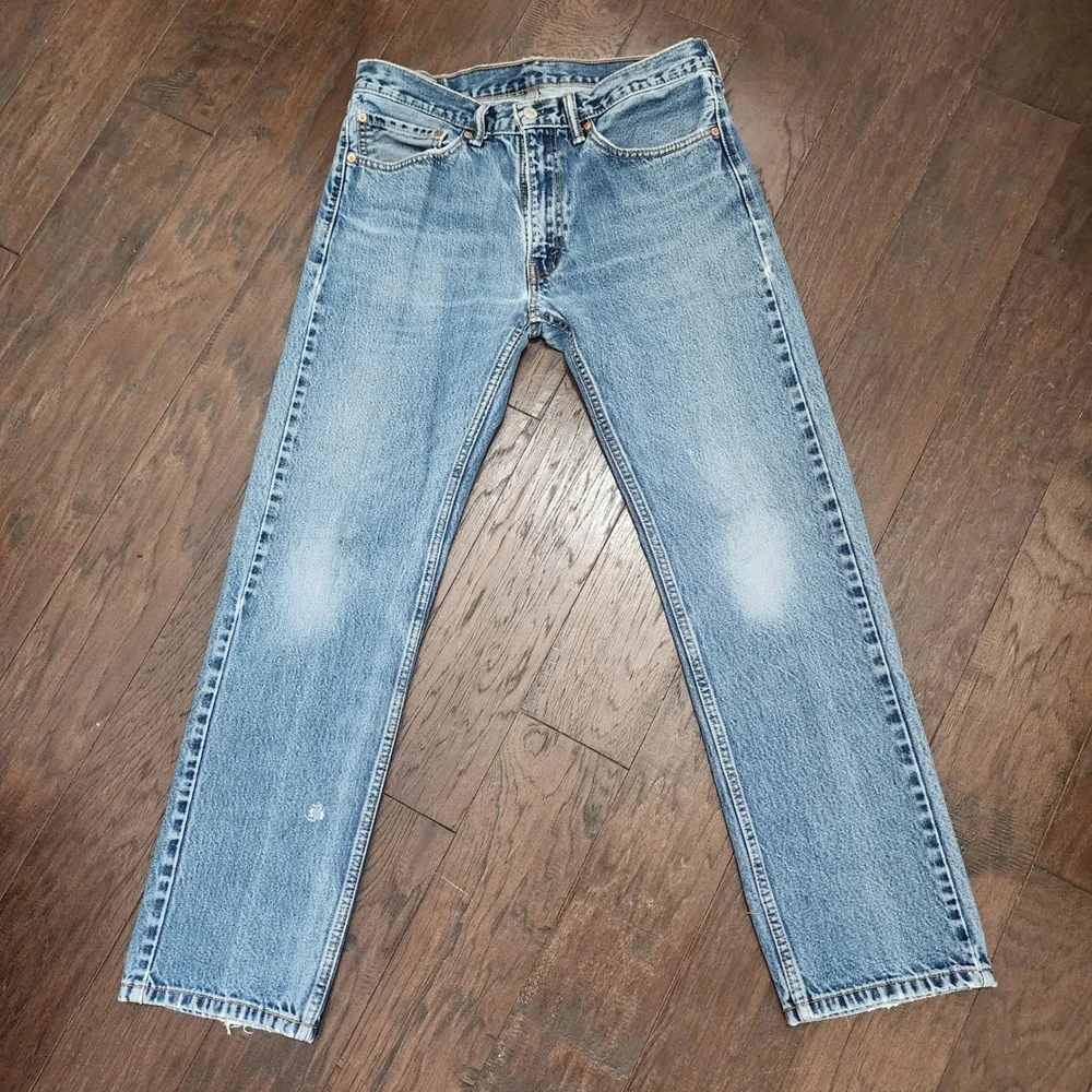 Levis 505 Regular Fit Straight Leg Light Wash Blue Denim Jeans 34x32 00505-0216